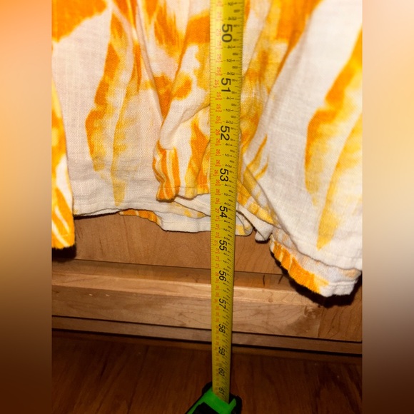 Express Women size Large Flutter Sleeve Tie Front Midi Linen Dress Yellow Gold - Picture 13 of 15